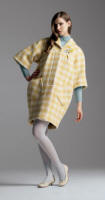 New Look UK - Yellow dogtooth coat �70, Brooch �10, Roll neck with button sleeves �16, Shoes �20.